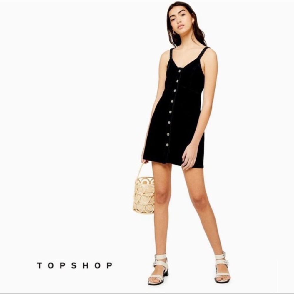 TopShop Washed Black Button Denim Bodycon Dress 12